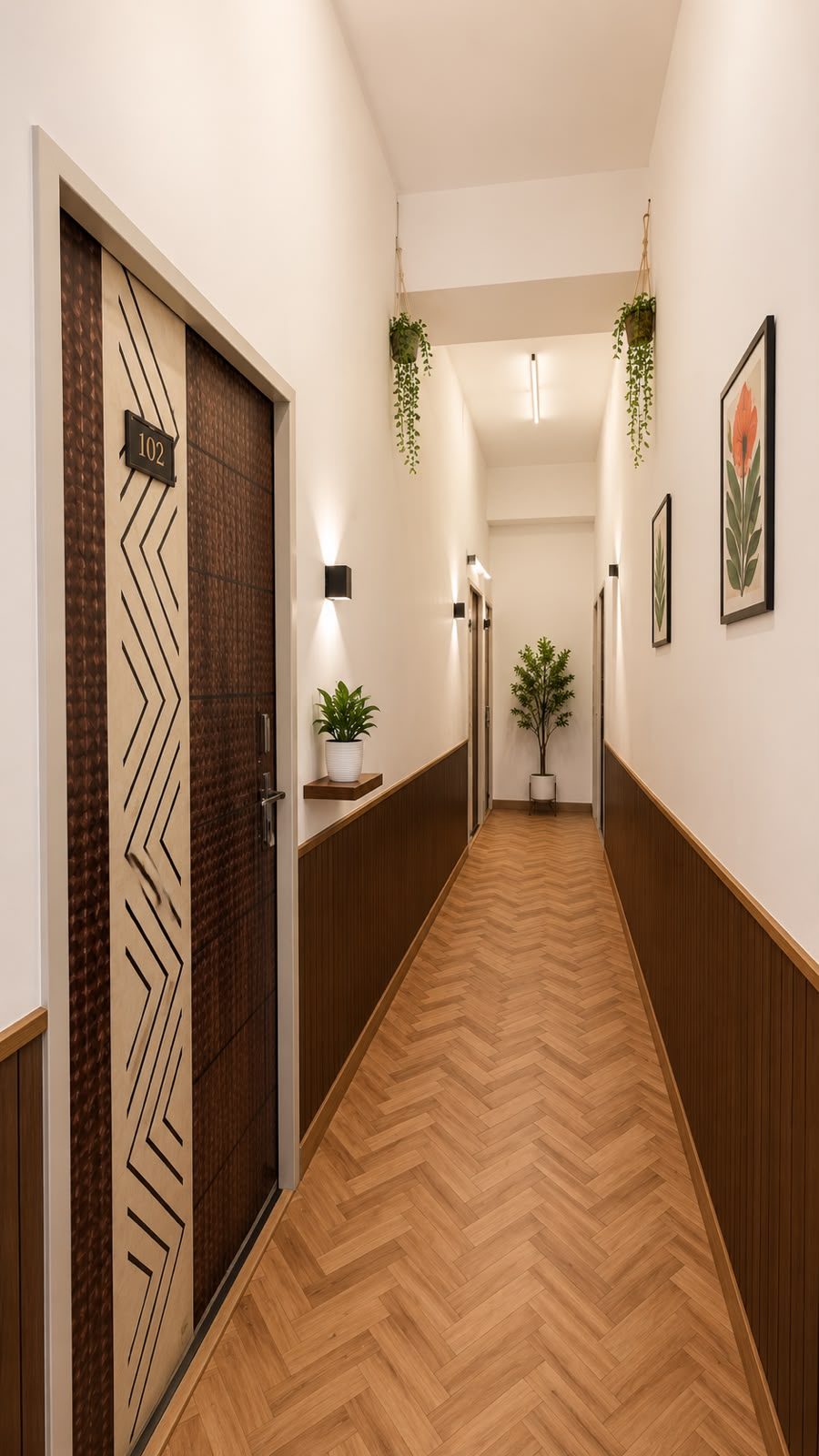 Warm-lit corridor at Celestial For Her