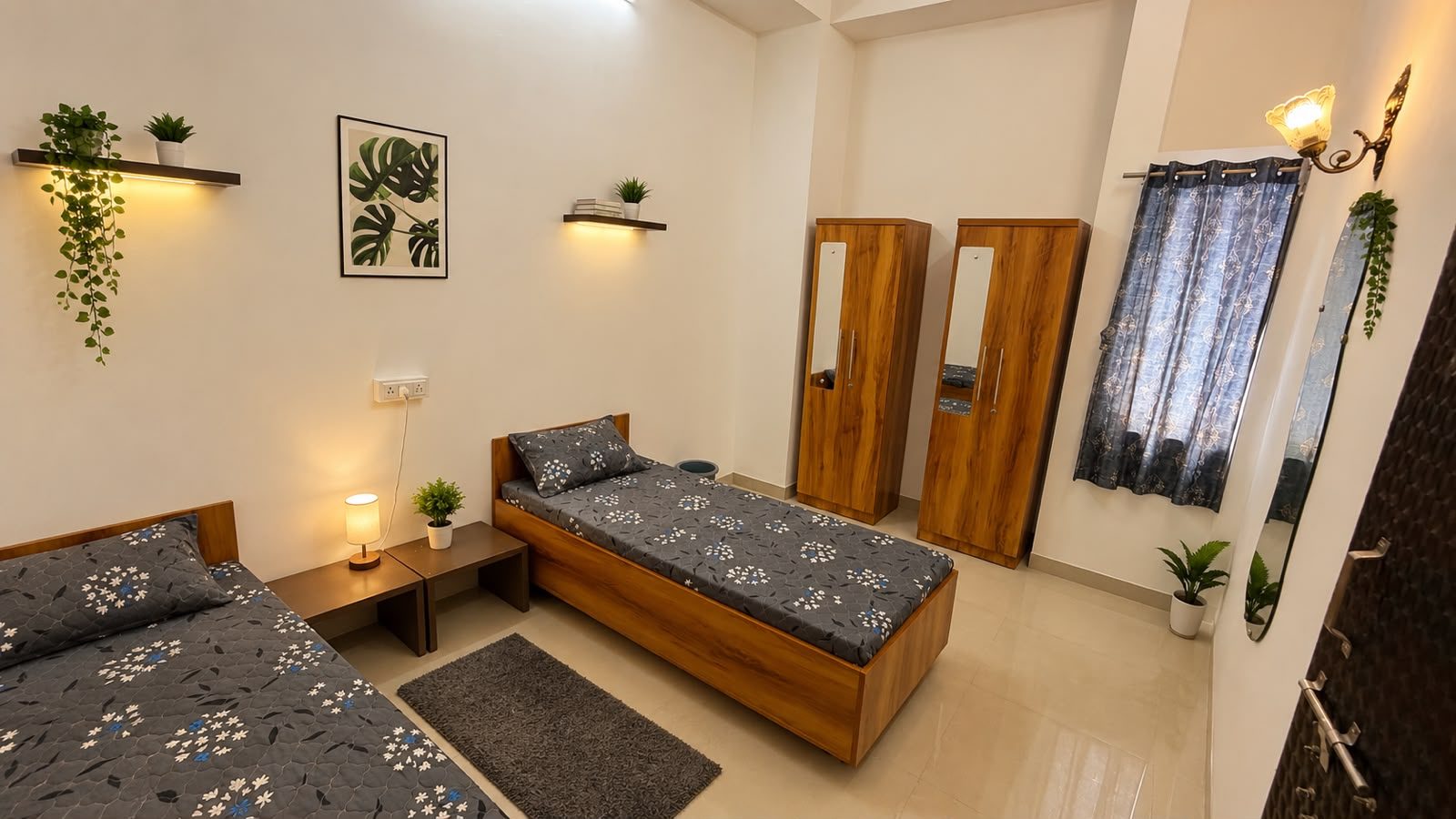 Spacious twin room with wardrobes at Celestial For Her
